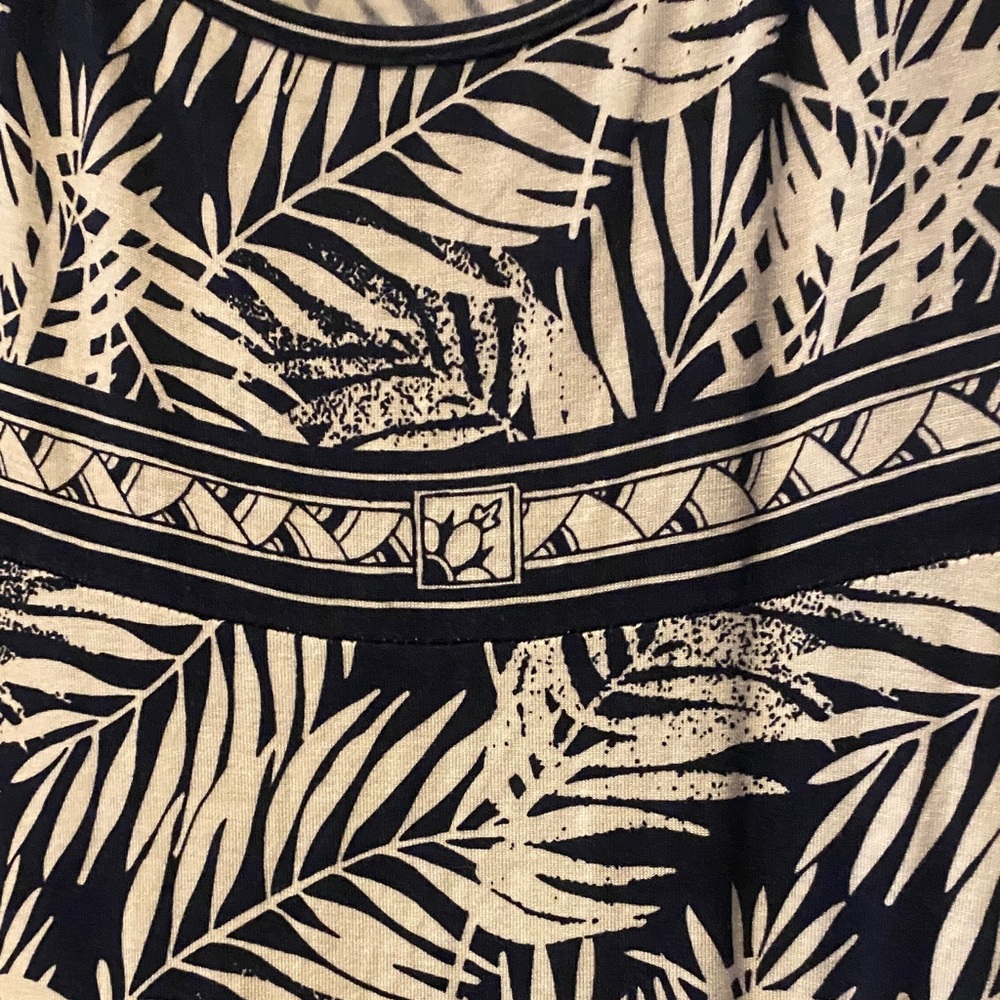 Max Studio Black and Cream Leaf Pattern Midi Dress - Picture 3 of 3